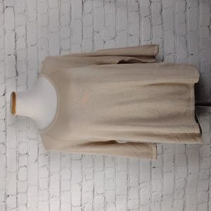 Chico's Khaki Sweater Beige Open Knit 3/4 Sleeve 2 L